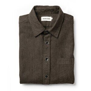 Taylor Stitch x Stetson The Mechanic Shirt in Dark Olive Herringbone - 42 - L